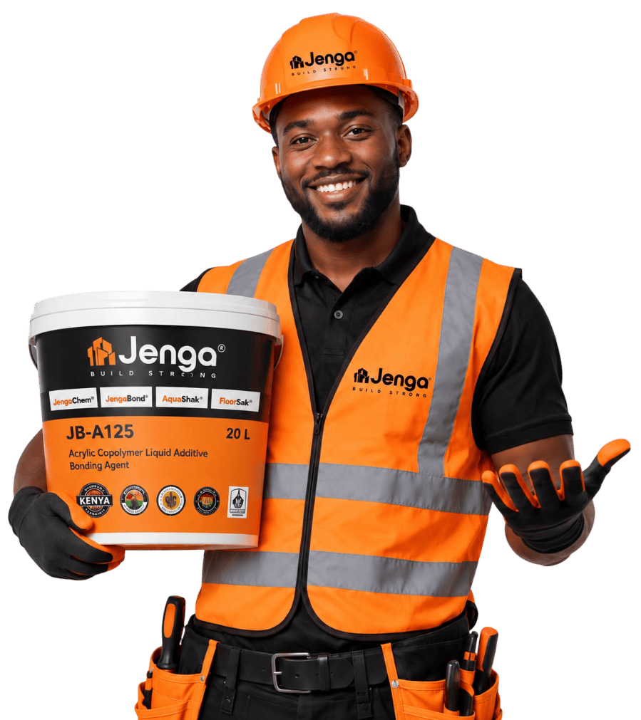 Jenga certified applicator holding a Jenga JB-A125 product bucket